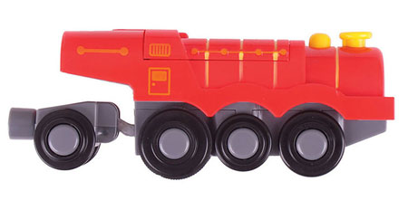 Rote Dampflokomotive (batteriebetrieben)