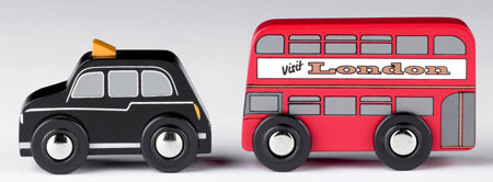 Doppeldecker-Bus und Taxi - Set